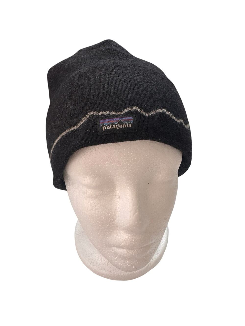 PATAGONIA Wool Blend Minimalist Black Unisex Beanie Cap One Size Adult Fleece